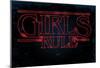 Girls Rule Horizontal Night Blue Marquee-null-Mounted Poster