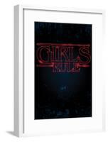 Girls Rule Vertical Night Blue Marquee-null-Framed Poster