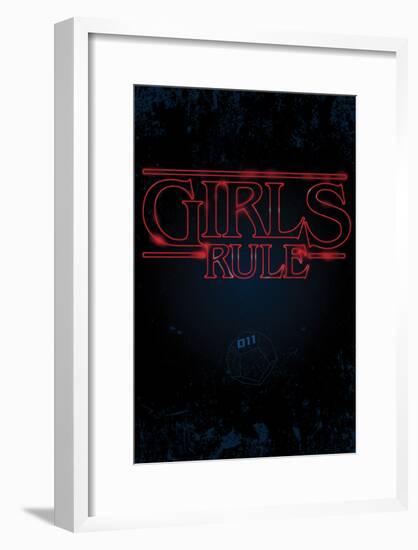 Girls Rule Vertical Night Blue Marquee-null-Framed Poster