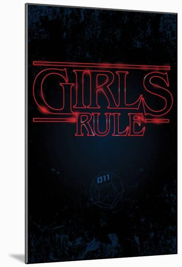 Girls Rule Vertical Night Blue Marquee-null-Mounted Poster