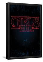 Girls Rule Vertical Night Blue Marquee-null-Framed Poster