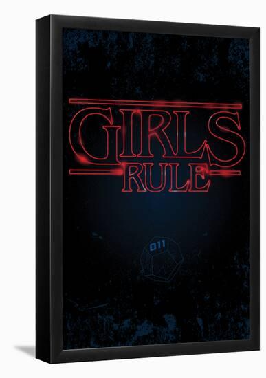 Girls Rule Vertical Night Blue Marquee-null-Framed Poster