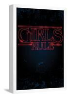 Girls Rule Vertical Night Blue Marquee-null-Framed Poster