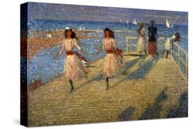 Girls Running, Walberswick Pier-Philip Wilson Steer-Stretched Canvas