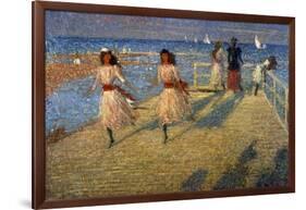 Girls Running, Walberswick Pier-Philip Wilson Steer-Framed Giclee Print