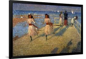 Girls Running, Walberswick Pier-Philip Wilson Steer-Framed Giclee Print