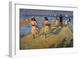 Girls Running, Walberswick Pier-Philip Wilson Steer-Framed Giclee Print