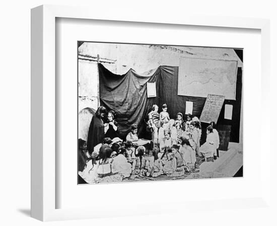 Girls' School in Algiers, C.1860 (B/W Photo)-Jacques Antoine Moulin-Framed Giclee Print