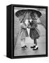 Girls Sharing an Umbrella-Josef Scaylea-Framed Stretched Canvas