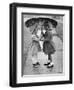 Girls Sharing an Umbrella-Josef Scaylea-Framed Photographic Print