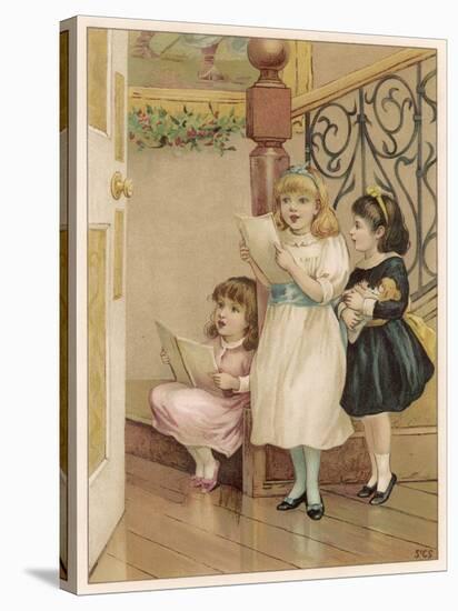 Girls Singing Carols-null-Stretched Canvas