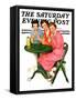 "Girls Sipping Sodas," Saturday Evening Post Cover, September 21, 1935-Ellen Pyle-Framed Stretched Canvas
