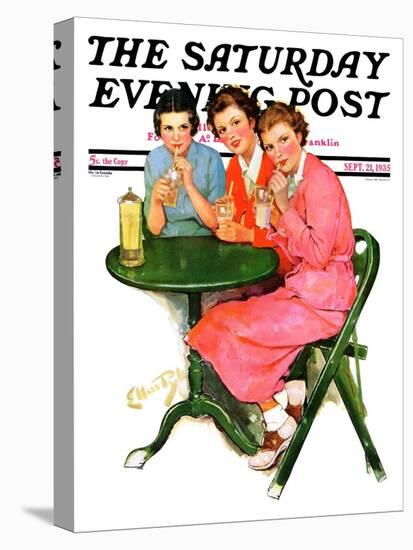 "Girls Sipping Sodas," Saturday Evening Post Cover, September 21, 1935-Ellen Pyle-Stretched Canvas