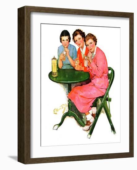 "Girls Sipping Sodas,"September 21, 1935-Ellen Pyle-Framed Giclee Print