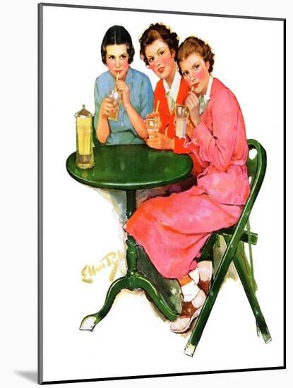 "Girls Sipping Sodas,"September 21, 1935-Ellen Pyle-Mounted Giclee Print