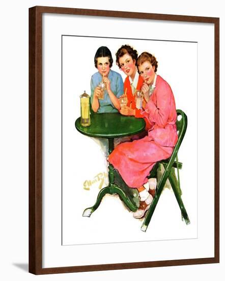 "Girls Sipping Sodas,"September 21, 1935-Ellen Pyle-Framed Giclee Print