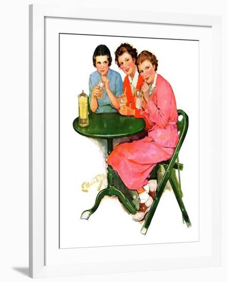 "Girls Sipping Sodas,"September 21, 1935-Ellen Pyle-Framed Giclee Print