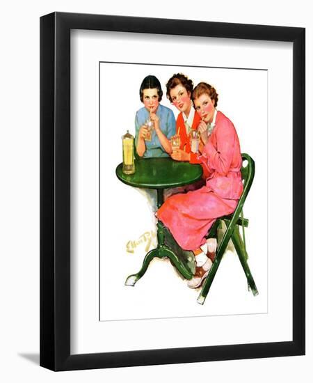 "Girls Sipping Sodas,"September 21, 1935-Ellen Pyle-Framed Giclee Print