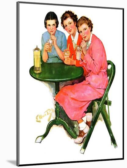 "Girls Sipping Sodas,"September 21, 1935-Ellen Pyle-Mounted Giclee Print