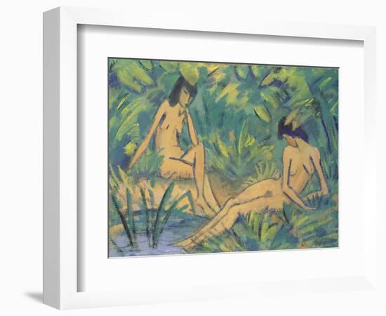 Girls Sitting by the Water, c.1920-Otto Muller or Mueller-Framed Giclee Print