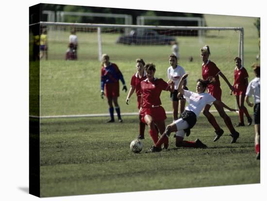 Girls' Soccer Game-null-Stretched Canvas