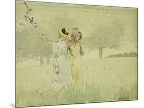 Girls Strolling in an Orchard, 1879-Winslow Homer-Mounted Giclee Print