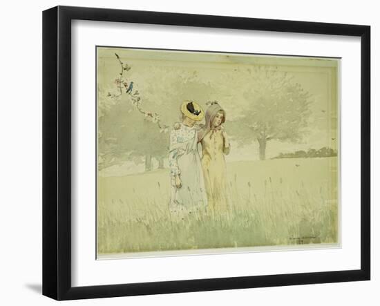 Girls Strolling in an Orchard, 1879-Winslow Homer-Framed Giclee Print