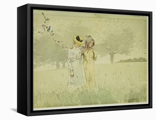 Girls Strolling in an Orchard, 1879-Winslow Homer-Framed Stretched Canvas