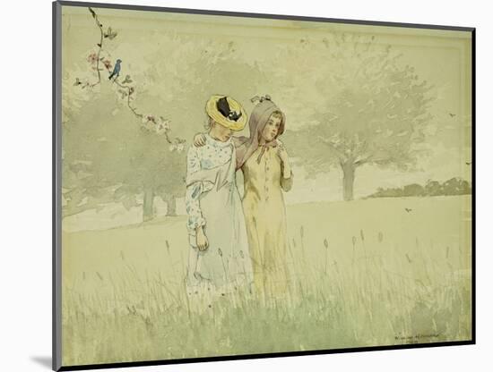 Girls Strolling in an Orchard, 1879-Winslow Homer-Mounted Giclee Print