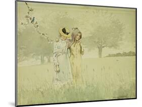 Girls Strolling in an Orchard, 1879-Winslow Homer-Mounted Giclee Print