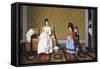 Girls Tending to Ladies-Silvestro Lega-Framed Stretched Canvas