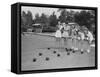 Girls Wait for the Final Bowl Before Adding up the Score-null-Framed Stretched Canvas