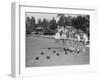 Girls Wait for the Final Bowl Before Adding up the Score-null-Framed Photographic Print