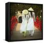 Girls Wearing Ao Dai Dress, Huc Bridge, Hoan Kiem Lake, Hanoi, Vietnam-Jon Arnold-Framed Stretched Canvas