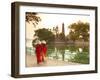 Girls Wearing Ao Dai Dress, Tran Quoc Pagoda, West Lake (Ho Tay), Hanoi, Vietnam-Jon Arnold-Framed Photographic Print