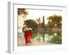 Girls Wearing Ao Dai Dress, Tran Quoc Pagoda, West Lake (Ho Tay), Hanoi, Vietnam-Jon Arnold-Framed Photographic Print