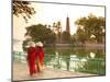 Girls Wearing Ao Dai Dress, Tran Quoc Pagoda, West Lake (Ho Tay), Hanoi, Vietnam-Jon Arnold-Mounted Photographic Print