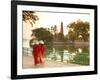 Girls Wearing Ao Dai Dress, Tran Quoc Pagoda, West Lake (Ho Tay), Hanoi, Vietnam-Jon Arnold-Framed Photographic Print