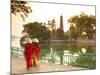 Girls Wearing Ao Dai Dress, Tran Quoc Pagoda, West Lake (Ho Tay), Hanoi, Vietnam-Jon Arnold-Mounted Photographic Print
