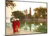 Girls Wearing Ao Dai Dress, Tran Quoc Pagoda, West Lake (Ho Tay), Hanoi, Vietnam-Jon Arnold-Mounted Photographic Print