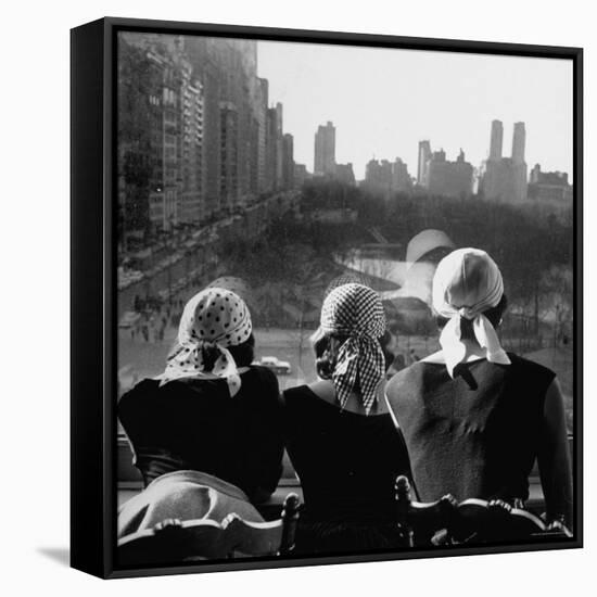 Girls Wearing Bandannas, Looking Out over Central Park-Gordon Parks-Framed Stretched Canvas