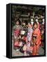 Girls Wearing Yukata, Kimono, Geisha, Maiko (Trainee Geisha) in Gion, Kyoto City, Honshu, Japan-Christian Kober-Framed Stretched Canvas