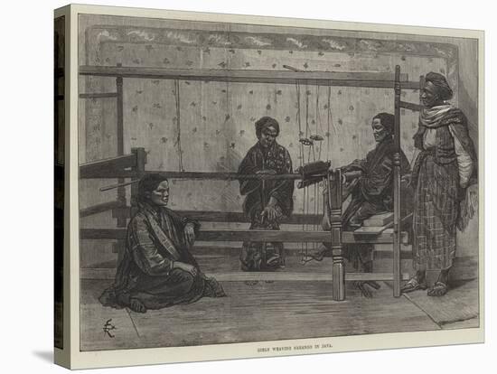 Girls Weaving Sarango in Java-Felix Regamey-Stretched Canvas