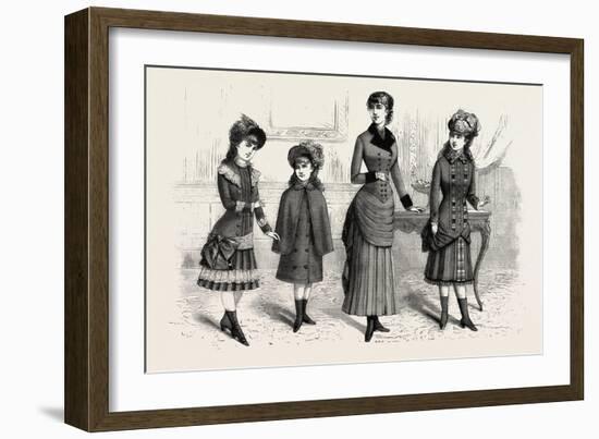 Girls' Winter Costumes, Fashion, 1882-null-Framed Giclee Print