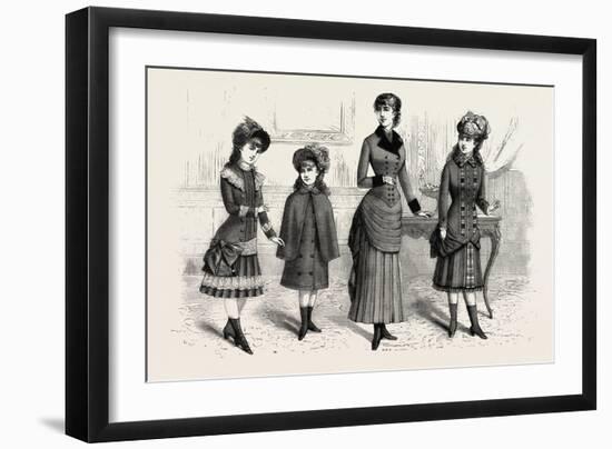 Girls' Winter Costumes, Fashion, 1882-null-Framed Giclee Print