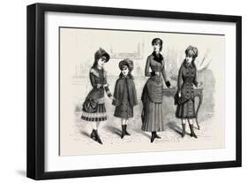 Girls' Winter Costumes, Fashion, 1882-null-Framed Giclee Print