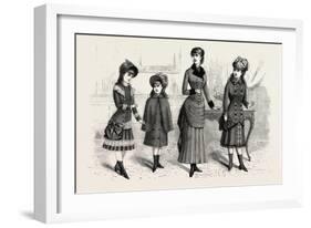 Girls' Winter Costumes, Fashion, 1882-null-Framed Giclee Print