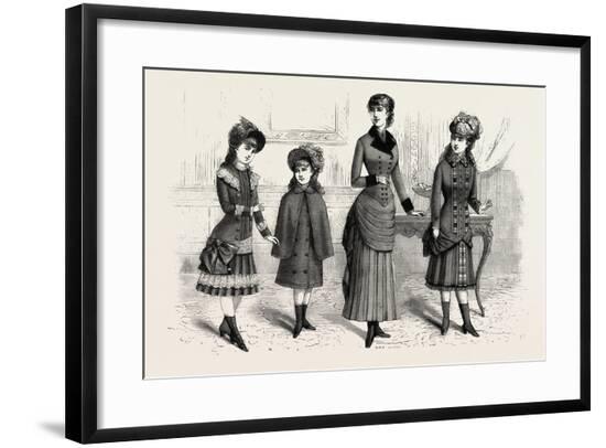 Girls' Winter Costumes, Fashion, 1882--Framed Giclee Print