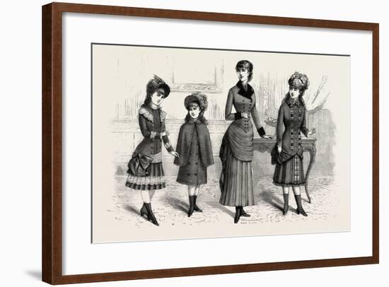 Girls' Winter Costumes, Fashion, 1882-null-Framed Giclee Print