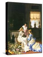 Girls with a Nest-Charles Baugniet-Stretched Canvas